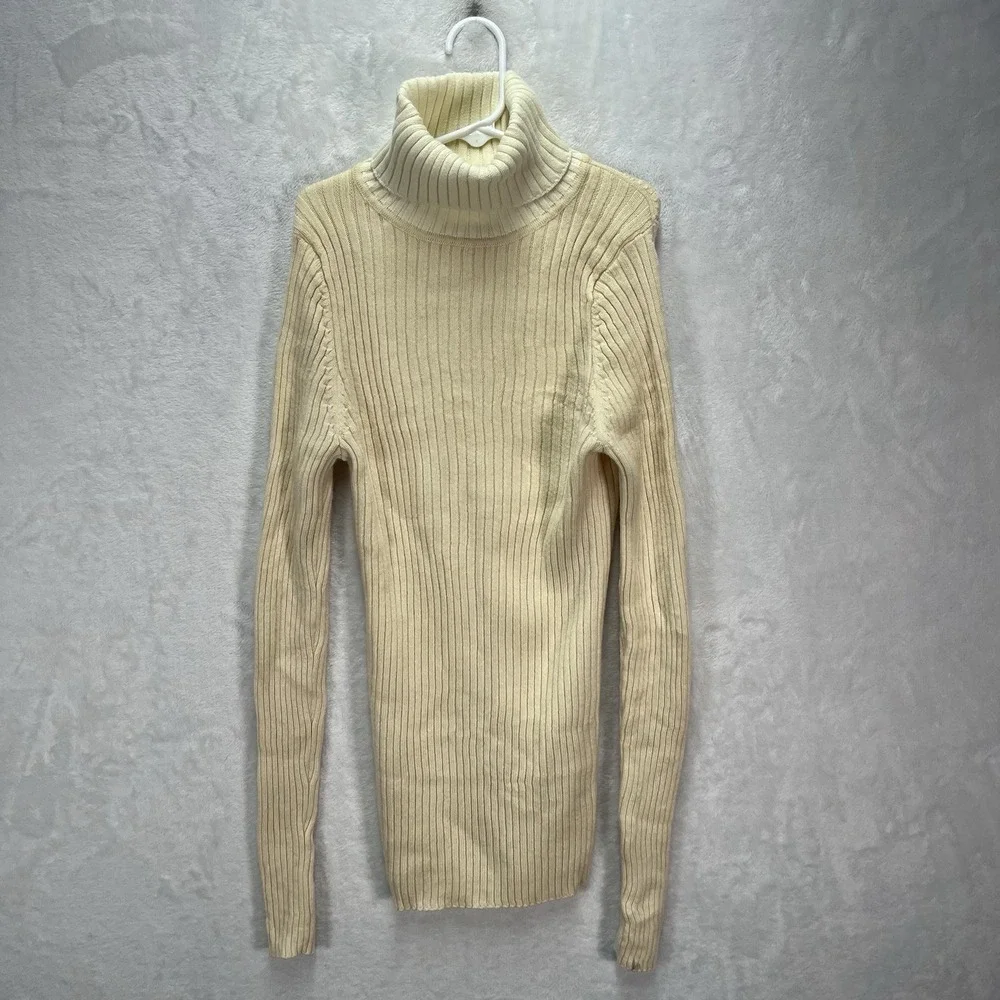 Muji Wool Ribbed Turtleneck Knit Sweater Womens Small Cozy Fall **READ**